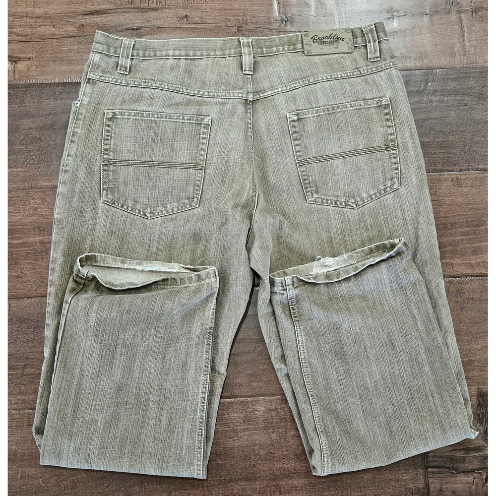 Y2k Grunge Brown Fade Wide Leg Skater Distressed Frayed Hem Mens 42x34